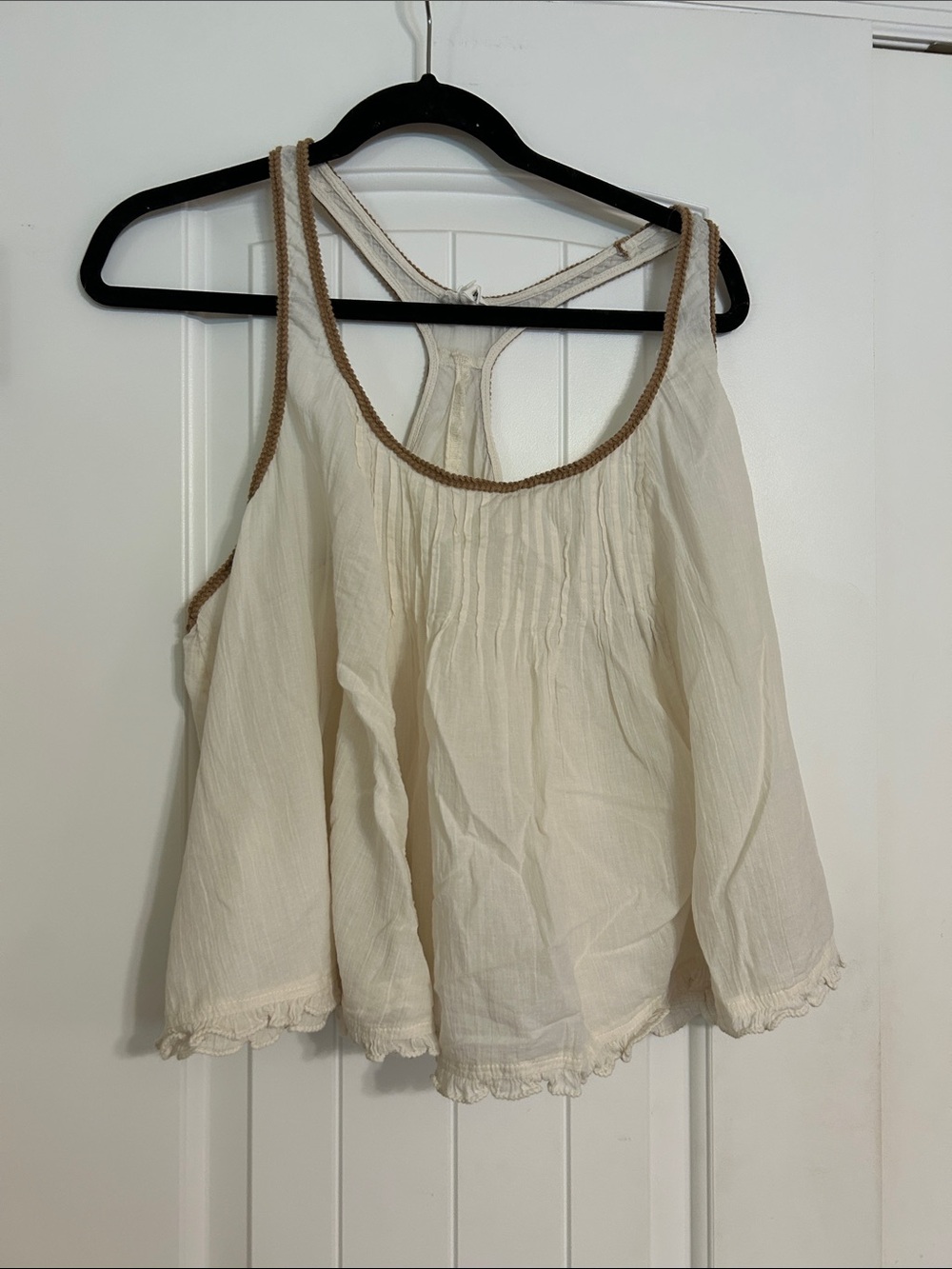aerie Cream Swing Tank with Brown Trim